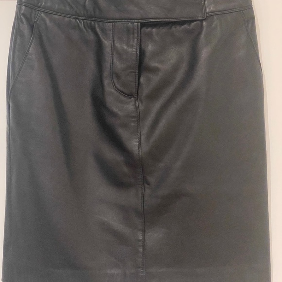 Leather Skirt - Black Anne Klein - Picture 1 of 4
